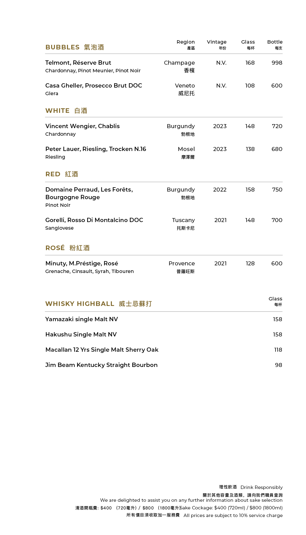 FUMI JOE Sake & Drinks Menu