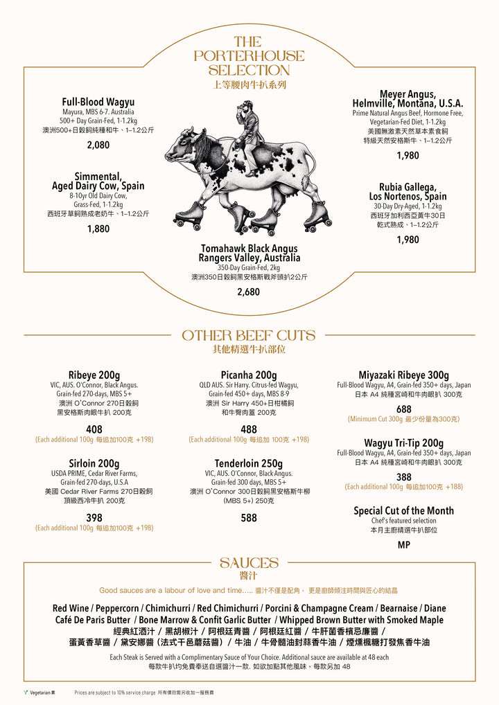 PORTERHOUSE 主餐牌 
