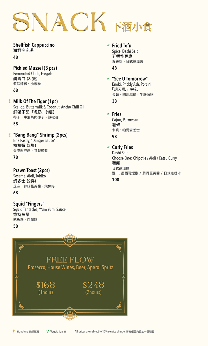 Porterhouse Drinks List