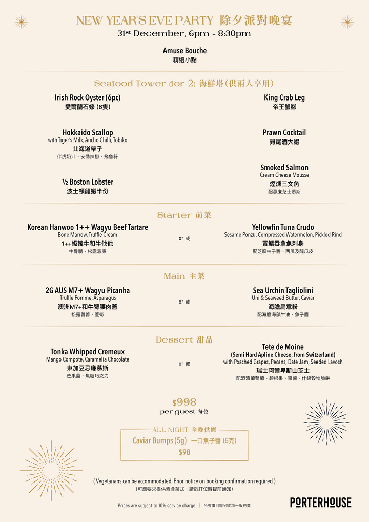 PORTERHOUSE 除夕晚餐[按金]