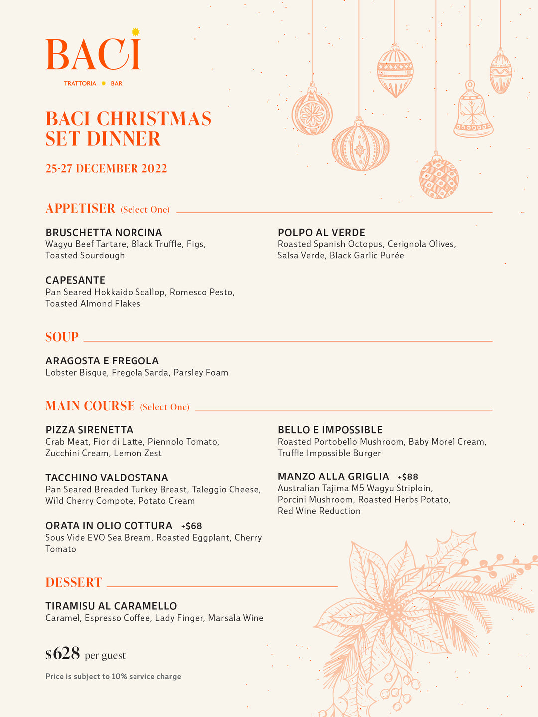 BACI Christmas 4-Course Set Dinner (December 25 - 27)
