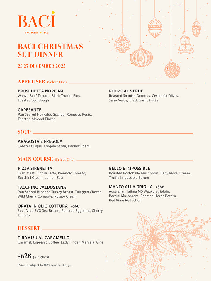 BACI Christmas 4-Course Set Dinner (December 25 - 27)