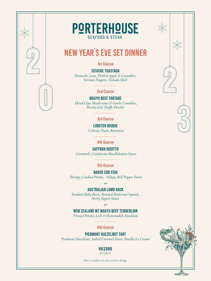 Porterhouse New Year's Eve 6-Course Set Dinner